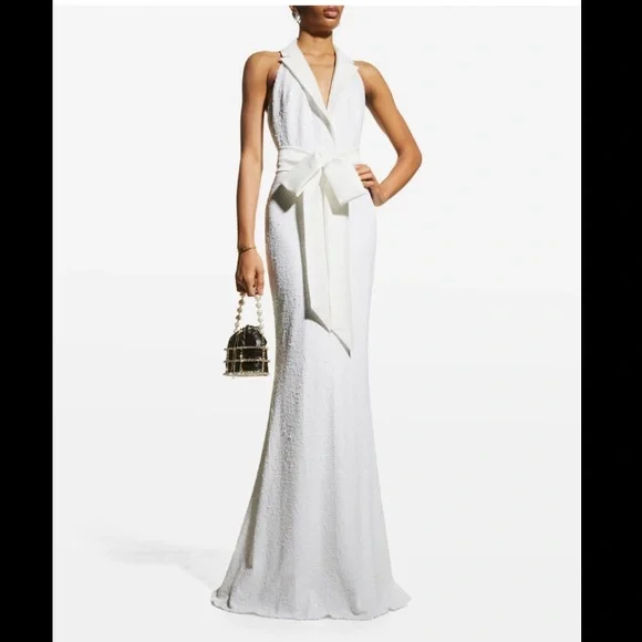 Badgley Mischka Dresses Badgley Mischka Sequin Tuxedo Halter Gown Poshmark